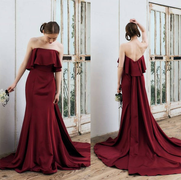 2way バックトレーン ソフトマーメイドドレス ボルドー(W338)