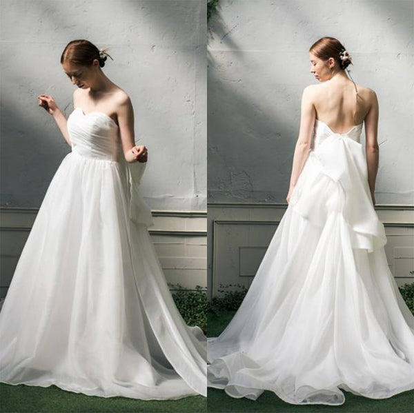 オーガンジーサテン バックトレーンドレス ホワイト(W340)