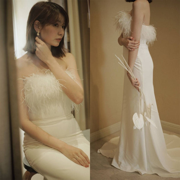 オーストリッチ フェザー ソフトマーメイドドレス(W349)