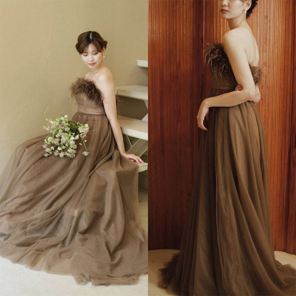 オーストリッチ フェザー チュールドレス(W348BR)