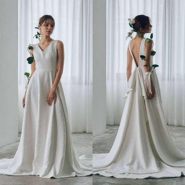 ジャガード バックリボン ノースリーブドレス(W321)