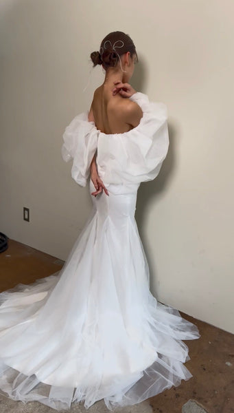 クラウドスリーブ オフショルダードレス(W365)