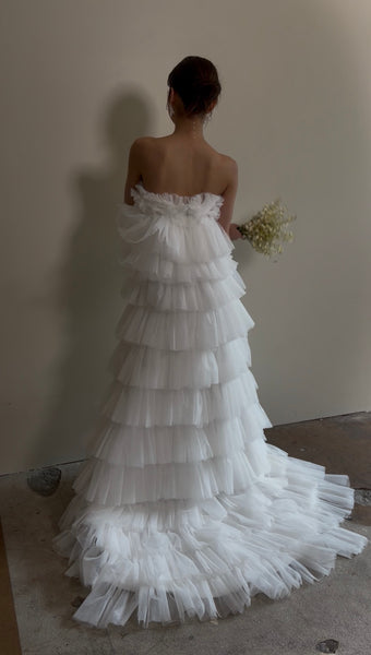 フリル チュール ティアードドレス(W359)