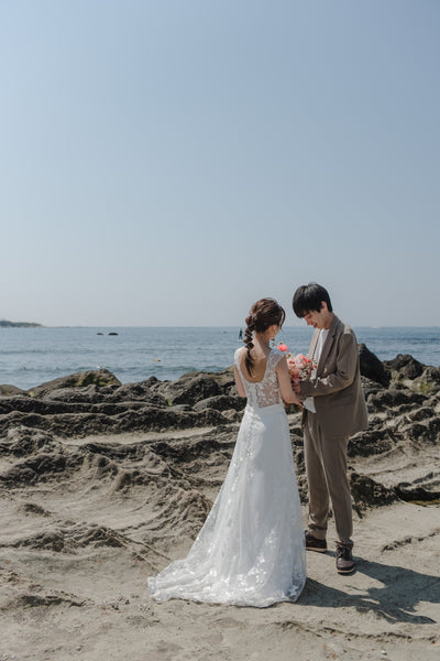 刺繍レース ハートカット スレンダードレス(W252)