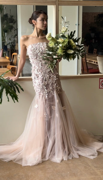 フラワーレース チュール マーメイドドレス(W360)