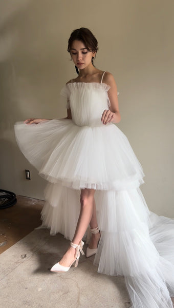 チュール ロングトレーン ミニドレス(W367)