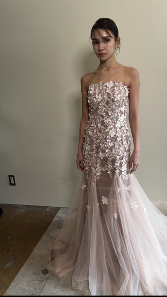 フラワーレース チュール マーメイドドレス(W360)