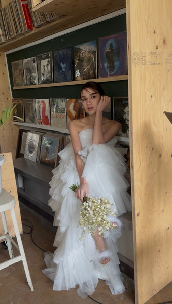 フリル チュール ティアードドレス(W359)