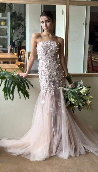 フラワーレース チュール マーメイドドレス(W360)