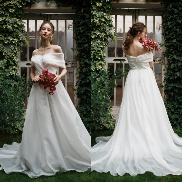 オーガンジーサテン オフショルダードレス(W264)