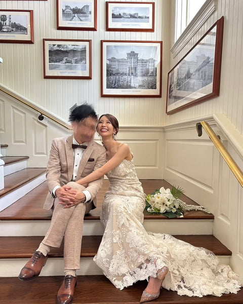 刺繍 総レース ソフトマーメイドドレス(W371)