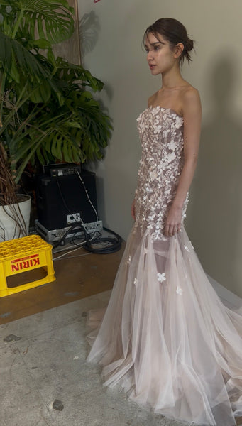 フラワーレース チュール マーメイドドレス(W360)