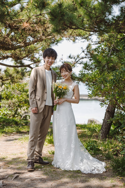 刺繍レース ハートカット スレンダードレス(W252)