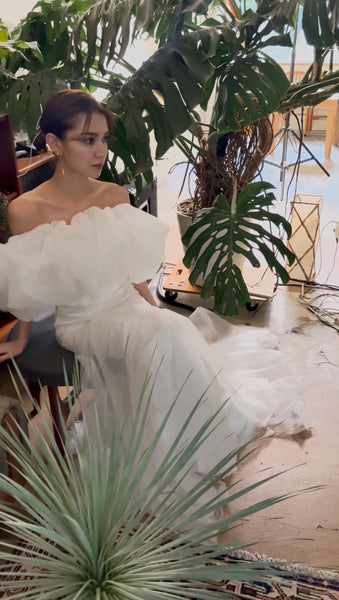 クラウドスリーブ オフショルダードレス(W365)