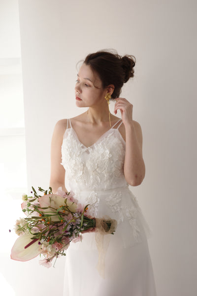 フレアデザイン 刺繍 シフォンドレス(W256)