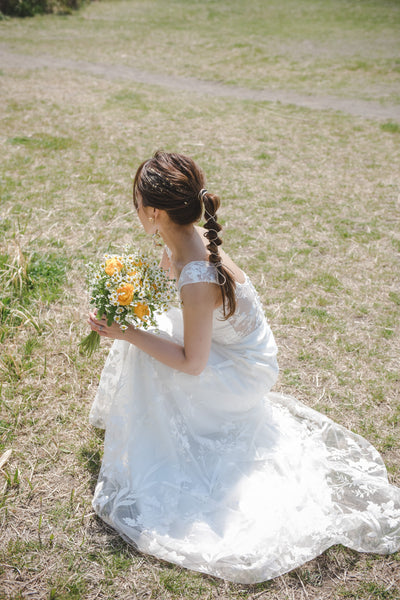 刺繍レース ハートカット スレンダードレス(W252)