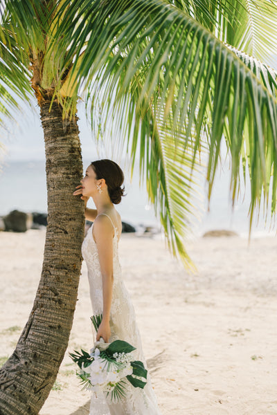 刺繍 総レース ソフトマーメイドドレス(W371)