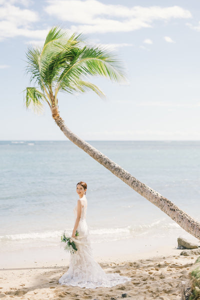 刺繍 総レース ソフトマーメイドドレス(W371)
