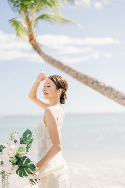 刺繍 総レース ソフトマーメイドドレス(W371)