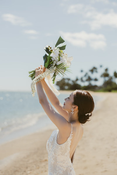 刺繍 総レース ソフトマーメイドドレス(W371)