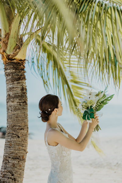 刺繍 総レース ソフトマーメイドドレス(W371)