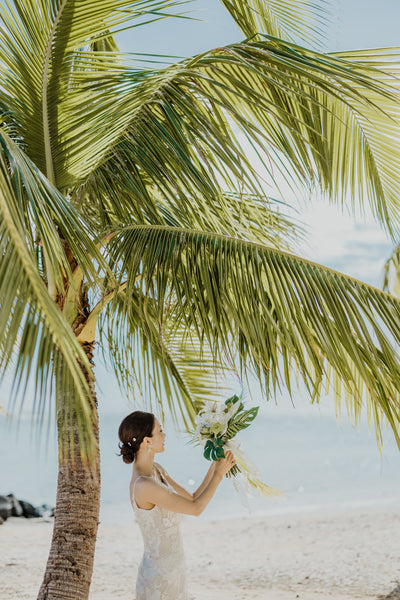 刺繍 総レース ソフトマーメイドドレス(W371)