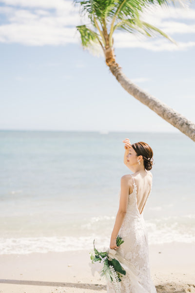 刺繍 総レース ソフトマーメイドドレス(W371)