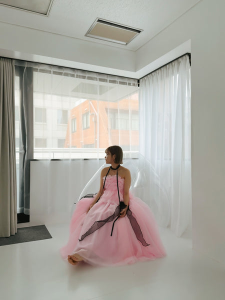 フリル チュールドレス リボンプラス ライトピンク(W347LP)