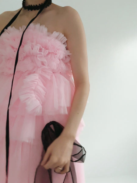 フリル チュールドレス リボンプラス ライトピンク(W347LP)