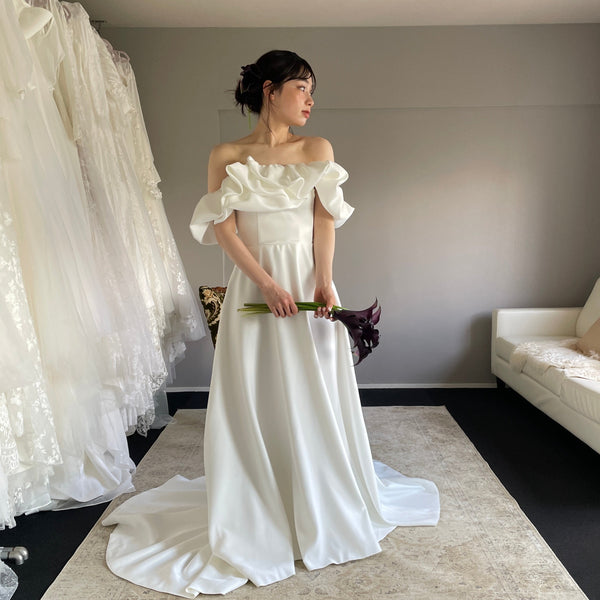 オフショルダー Aラインドレス ホワイト(W274WH)