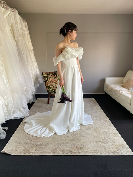 オフショルダー Aラインドレス ホワイト(W274WH)