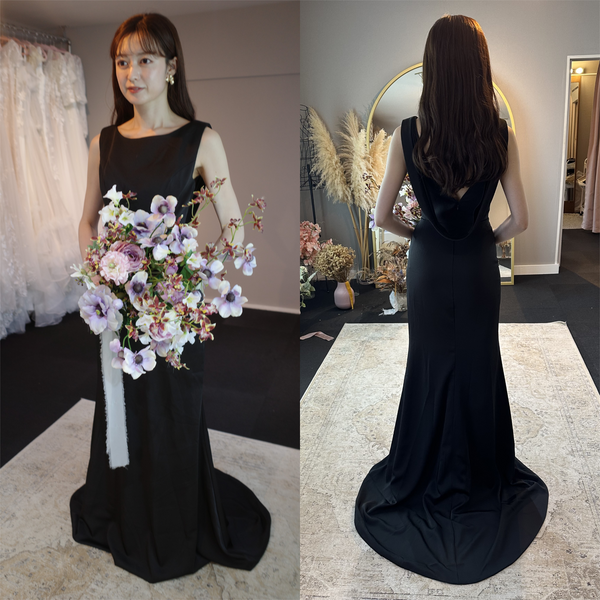 バックシャン ソフトマーメイドドレス ブラック(W190BK)