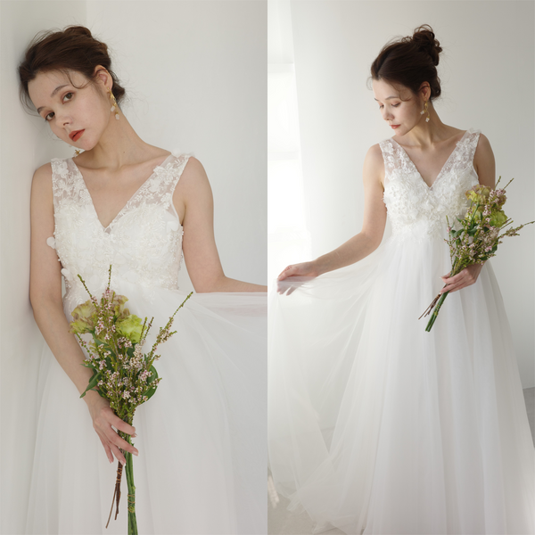 フラワーレース Vネック エンパイアラインドレス(W212)