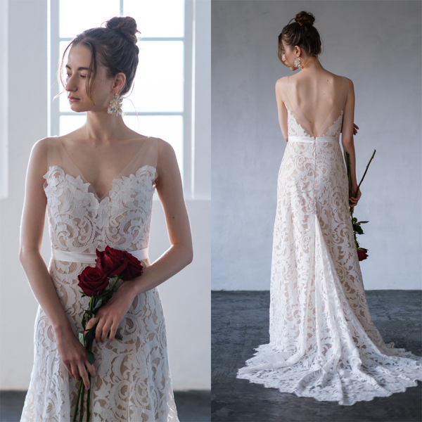 バックV レース スレンダードレス(W27)