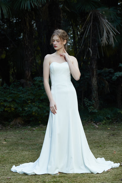 サテン ベアトップ ソフトマーメイドドレス(W205)