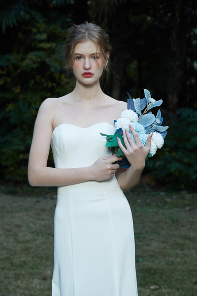 サテン ベアトップ ソフトマーメイドドレス(W205)