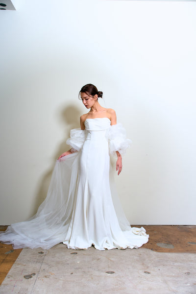 3way パフスリーブ バックトレーン ベアトップドレス（W282）