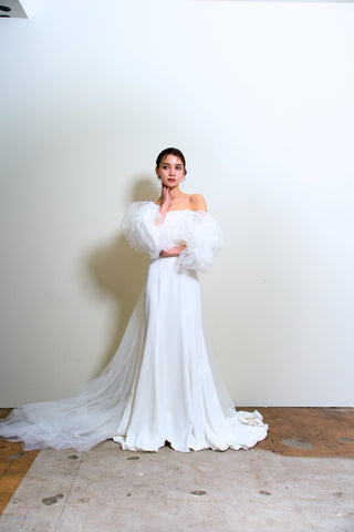 3way パフスリーブ バックトレーン ベアトップドレス（W282）