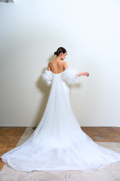 3way パフスリーブ バックトレーン ベアトップドレス（W282）