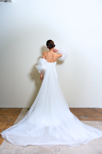 3way パフスリーブ バックトレーン ベアトップドレス（W282）