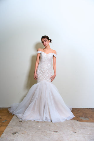 オフショルダー レース マーメイドドレス（W355）