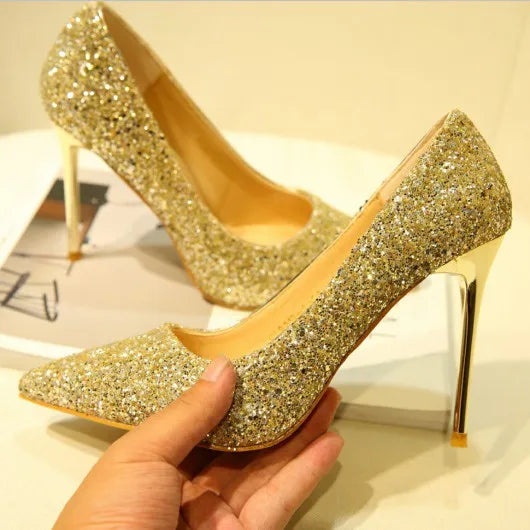 グリッター ポインテッドトゥ パンプス ゴールド(S27) グリッター ポインテッドトゥ パンプス ゴールド(S27)