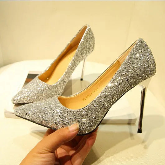 グリッター ポインテッドトゥ パンプス シルバー(S29) グリッター ポインテッドトゥ パンプス シルバー(S29)