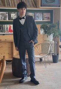 スリーピース メンズスーツ タキシード デニムブルー（M18）