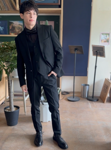 スリーピース メンズスーツ テーラードタキシード ブラック（M21）