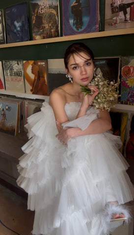 フリル チュール ティアードドレス（W359）