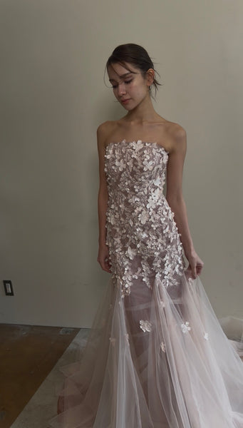 フラワーレース チュール マーメイドドレス（W360）