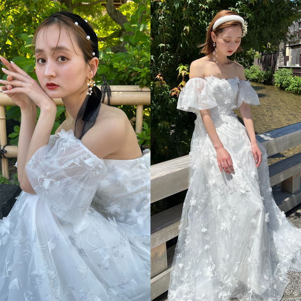 DRESS PRODUCTION フラワーレース パ フスリーブドレス フラワーレース パフスリーブドレス(W272)