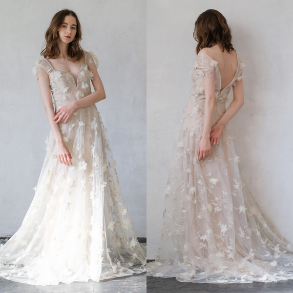 miiiさま専用dressproduction フラワーレース バックVドレス(W245)